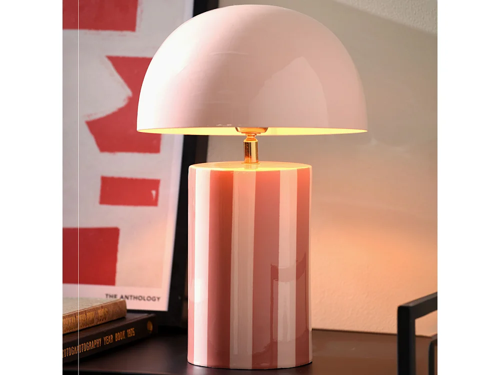 Rayado - Lampe à poser champignon en métal - Rose