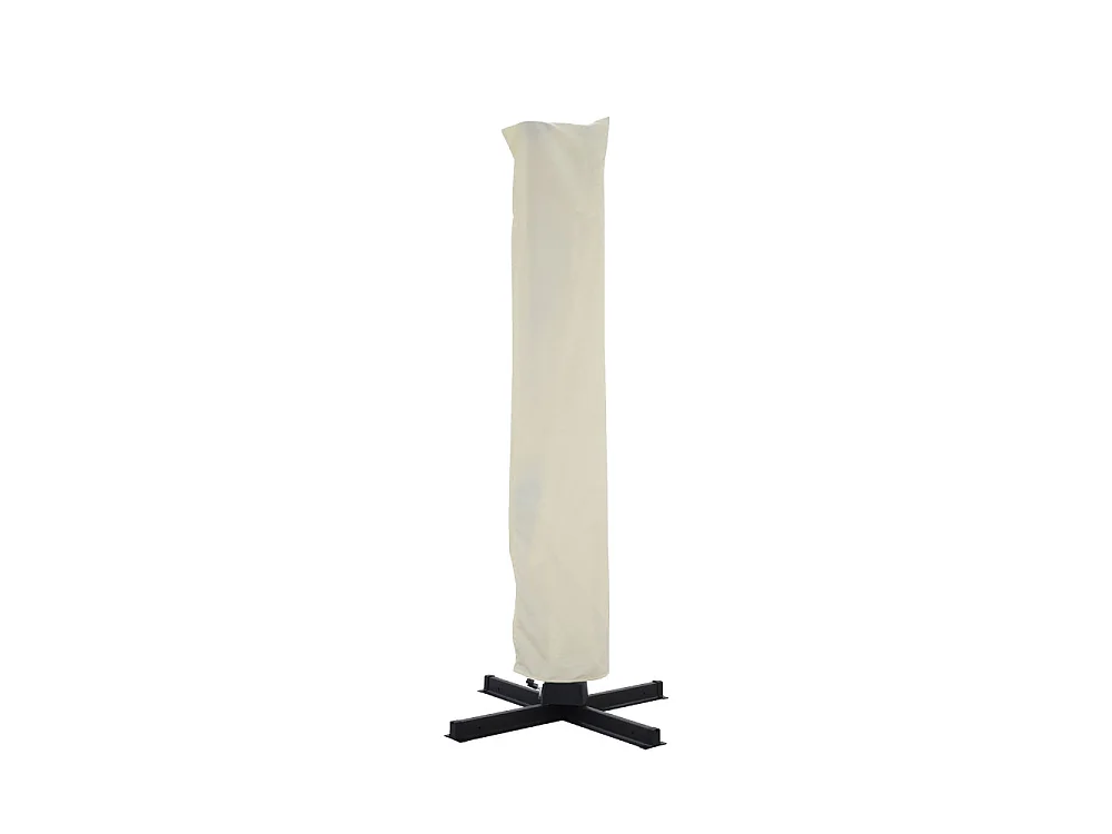 Veya - Parasol rectangulaire déporté en aluminium et effet bois 3x4m - Beige
