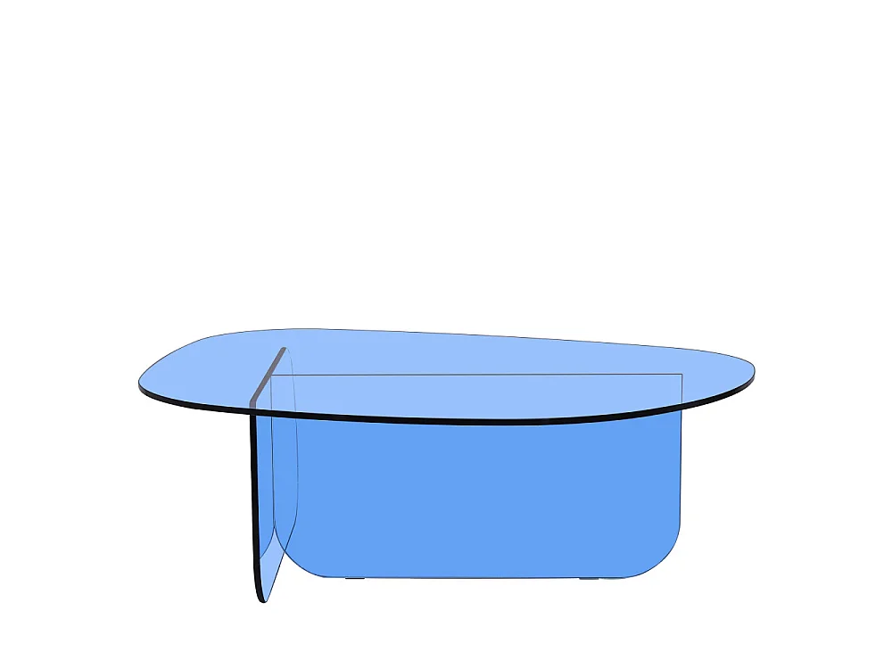 Tila - Table basse organique en verre L100cm - Bleu