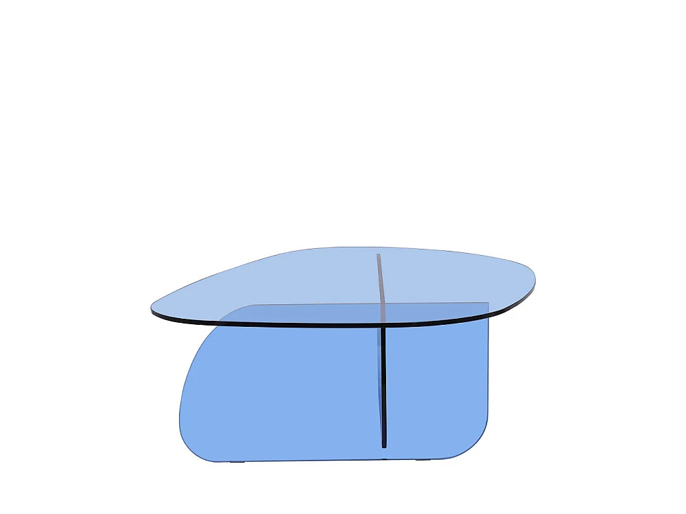 Tila - Table basse organique en verre L100cm - Bleu