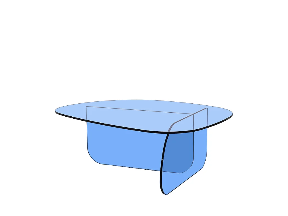 Tila - Table basse organique en verre L100cm - Bleu
