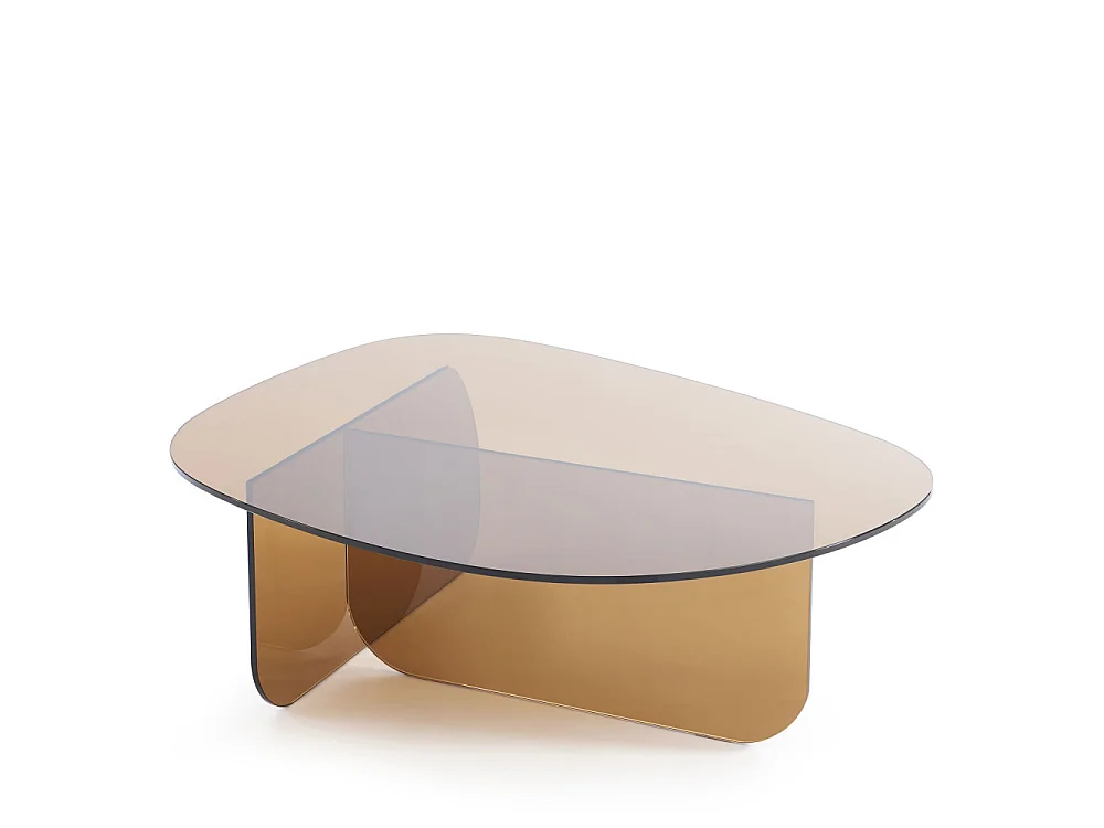 Tila - Table basse organique en verre L100cm - Verre ambré