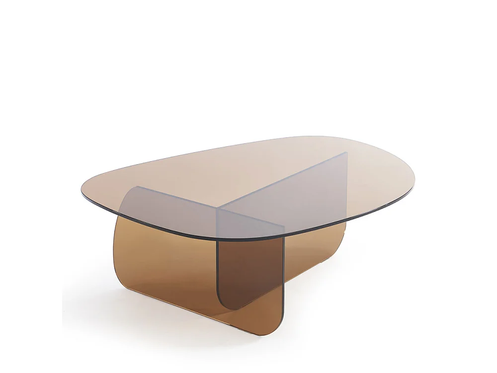 Tila - Table basse organique en verre L100cm - Verre ambré