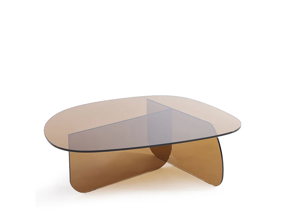 Tila - Table basse organique en verre L100cm - Verre ambré