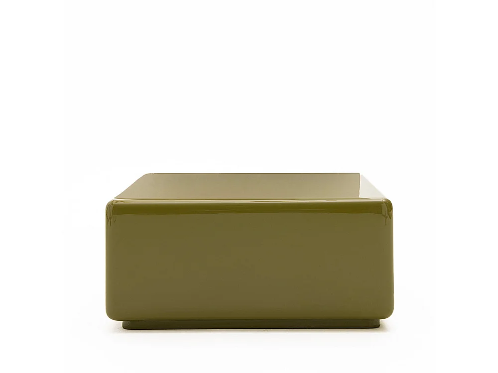 Gaia - Table basse carrée laqué 60x60cm - Vert olive