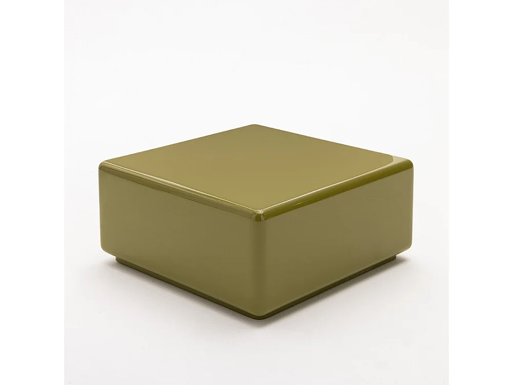Gaia - Table basse carrée laqué 60x60cm - Vert olive