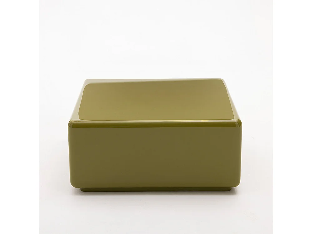 Gaia - Table basse carrée laqué 60x60cm - Vert olive