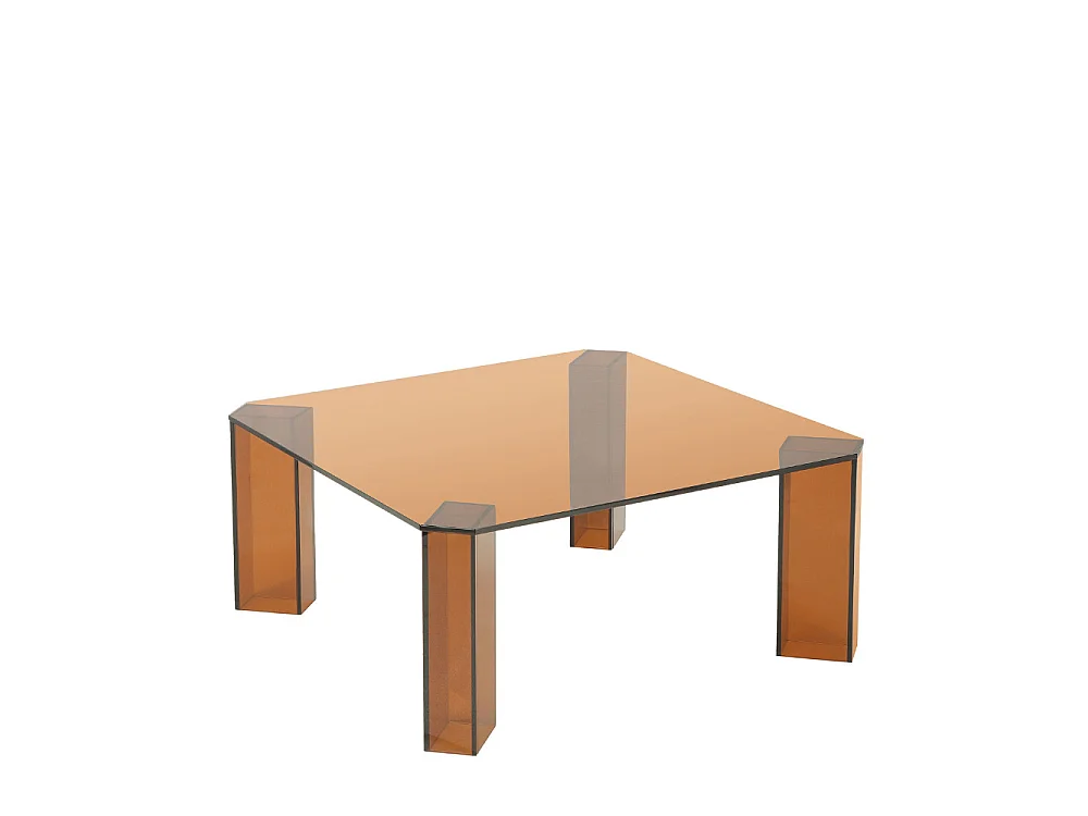Remo - Table basse carrée en verre 80x80cm - Verre ambré