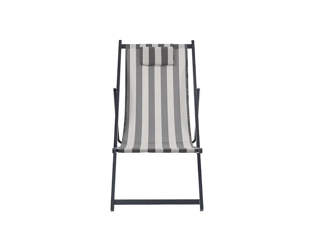 Brisa - Lot de 2 chiliennes à rayures en aluminium - Gris foncé