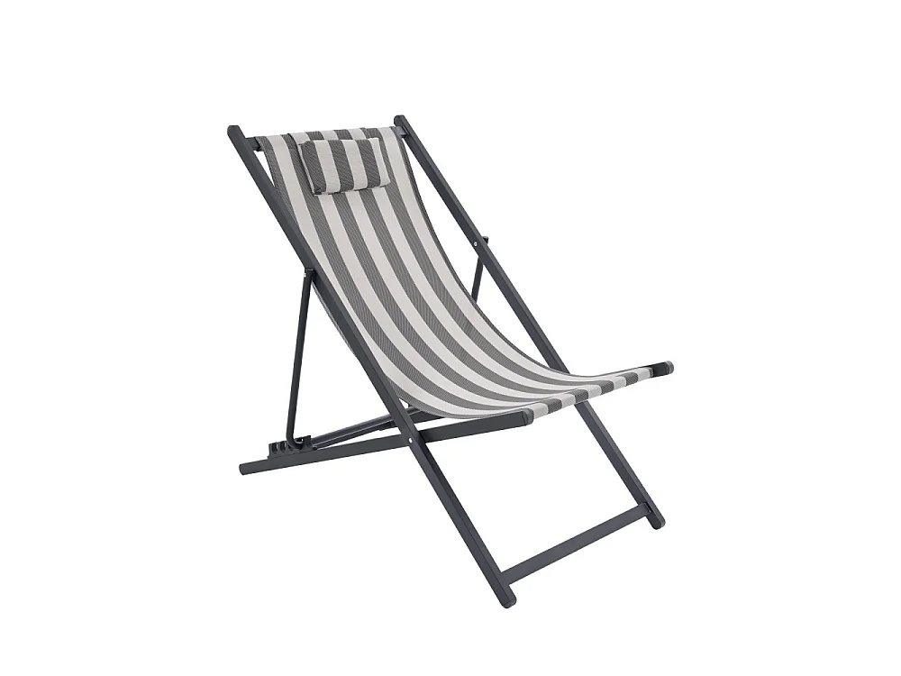 Brisa - Lot de 2 chiliennes à rayures en aluminium - Gris foncé