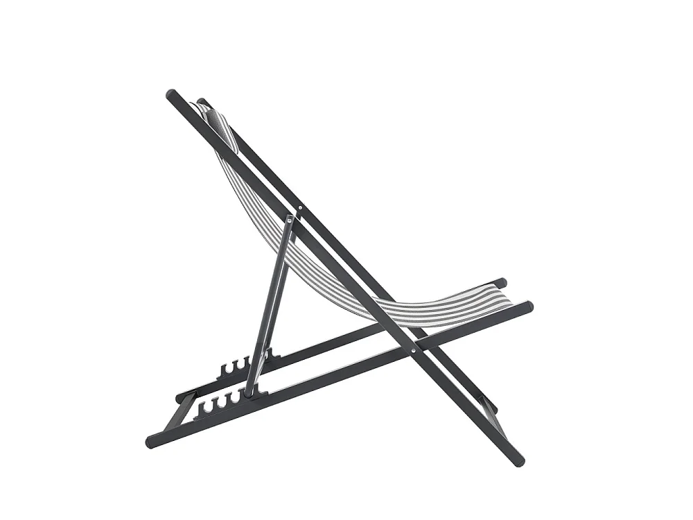 Brisa - Lot de 2 chiliennes à rayures en aluminium - Gris foncé
