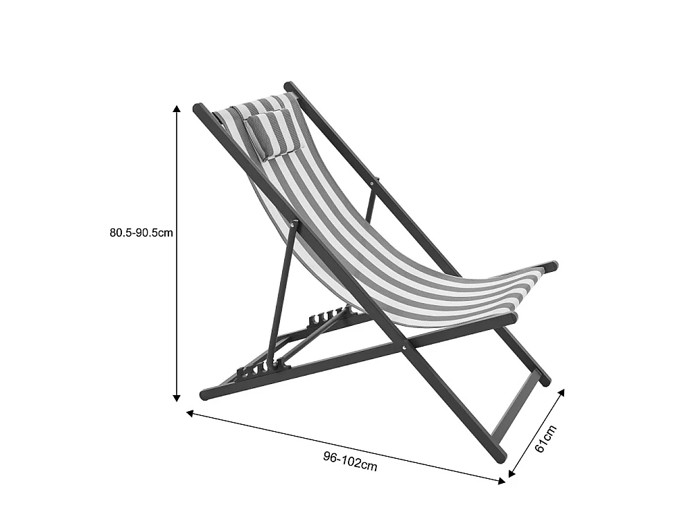 Brisa - Lot de 2 chiliennes à rayures en aluminium - Gris foncé