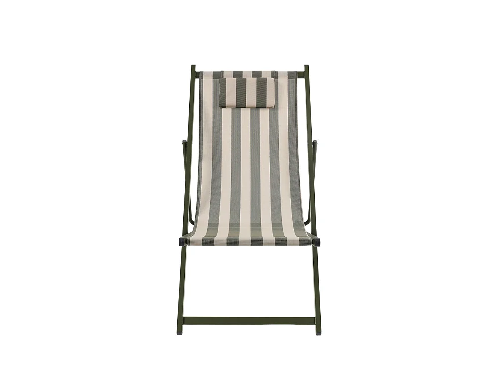Brisa - Lot de 2 chiliennes à rayures en aluminium - Vert olive