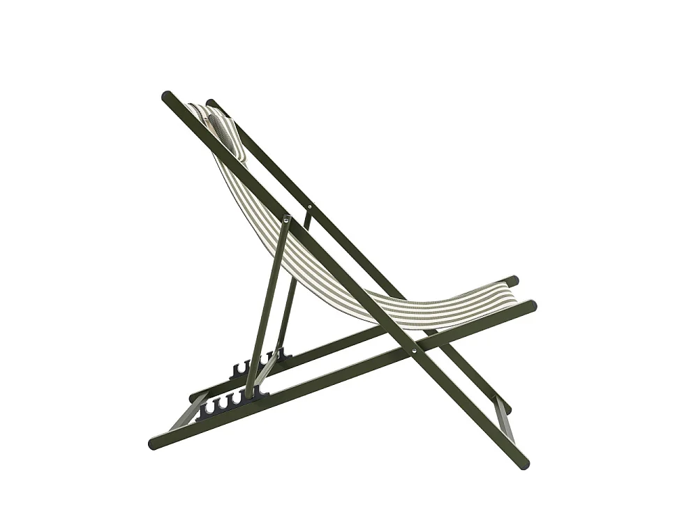 Brisa - Lot de 2 chiliennes à rayures en aluminium - Vert olive