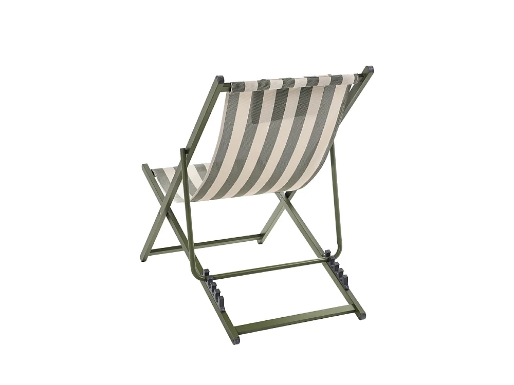 Brisa - Lot de 2 chiliennes à rayures en aluminium - Vert olive
