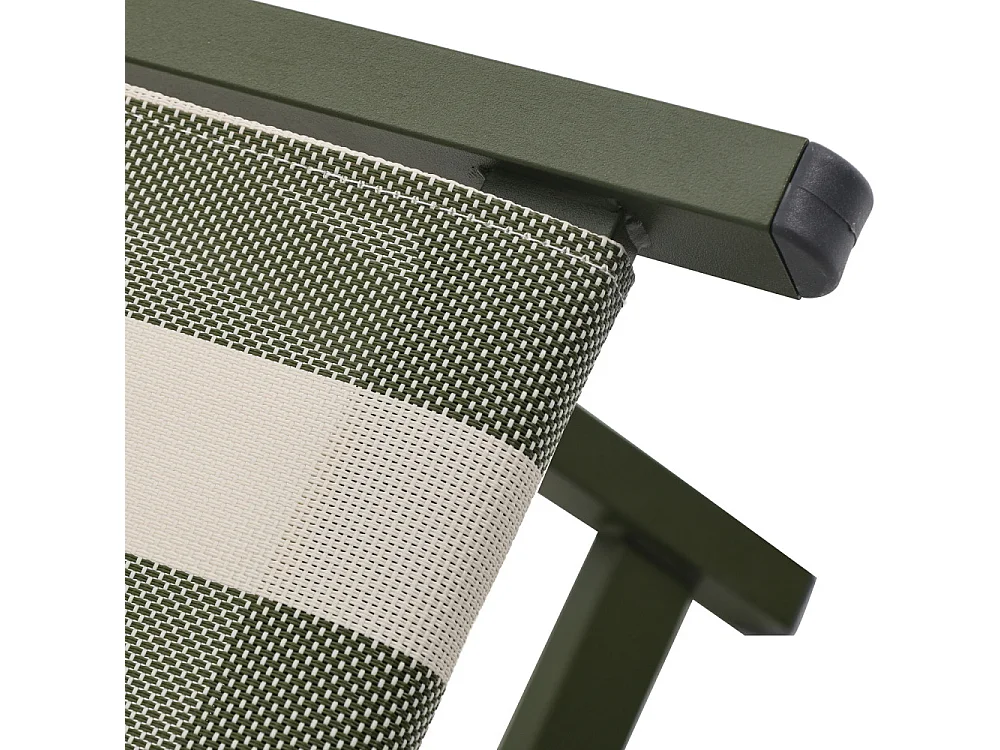 Brisa - Lot de 2 chiliennes à rayures en aluminium - Vert olive