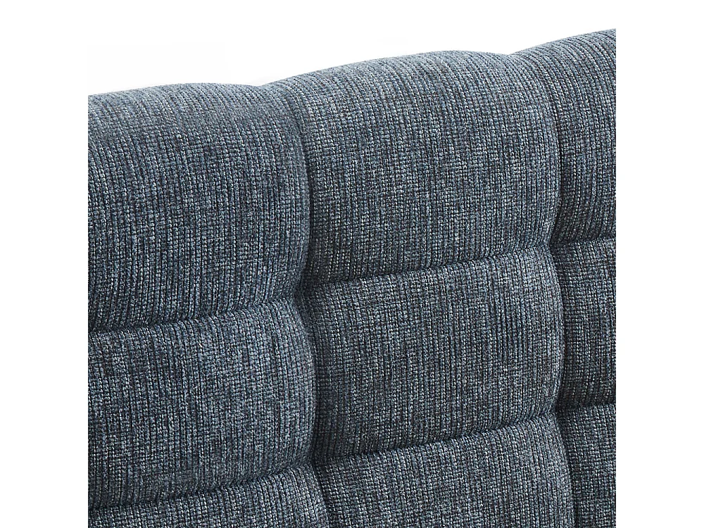 Acara - Lit coffre matelassé en tissu 160x200cm - Bleu chiné
