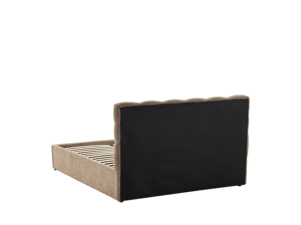 Acara - Lit coffre matelassé en tissu 140x190cm - Beige chiné