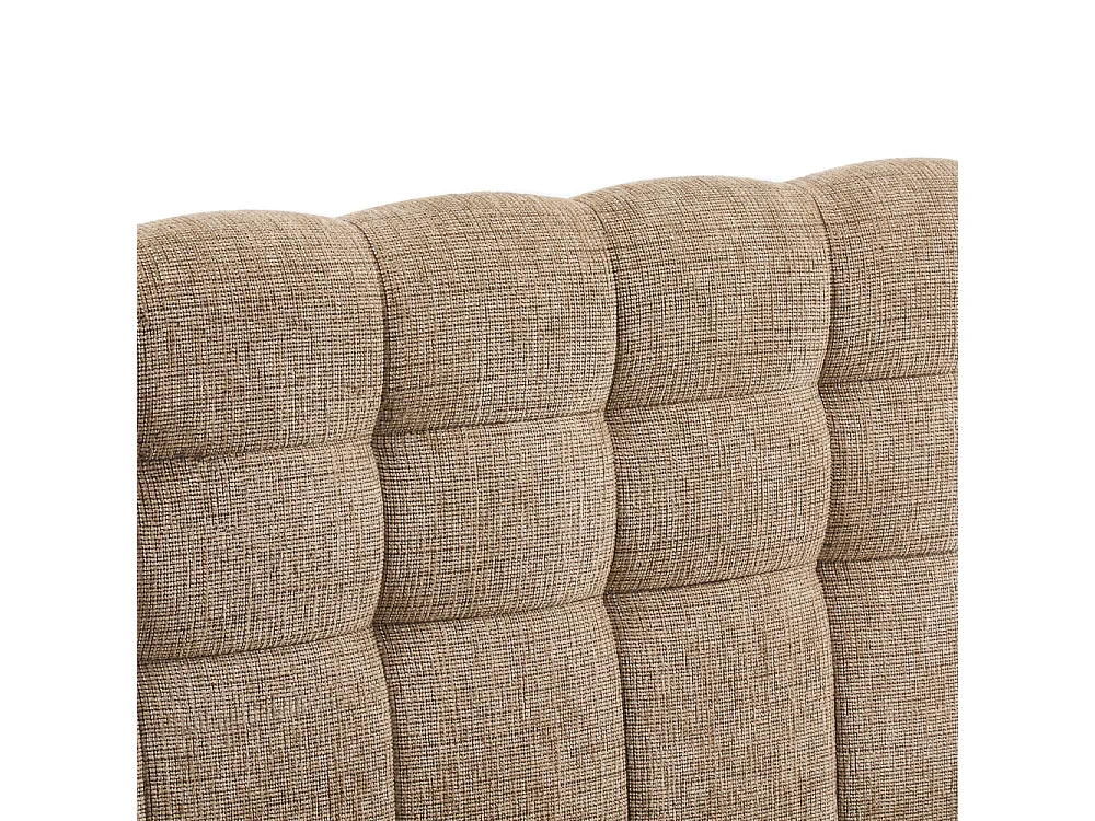 Acara - Lit coffre matelassé en tissu 140x190cm - Beige chiné