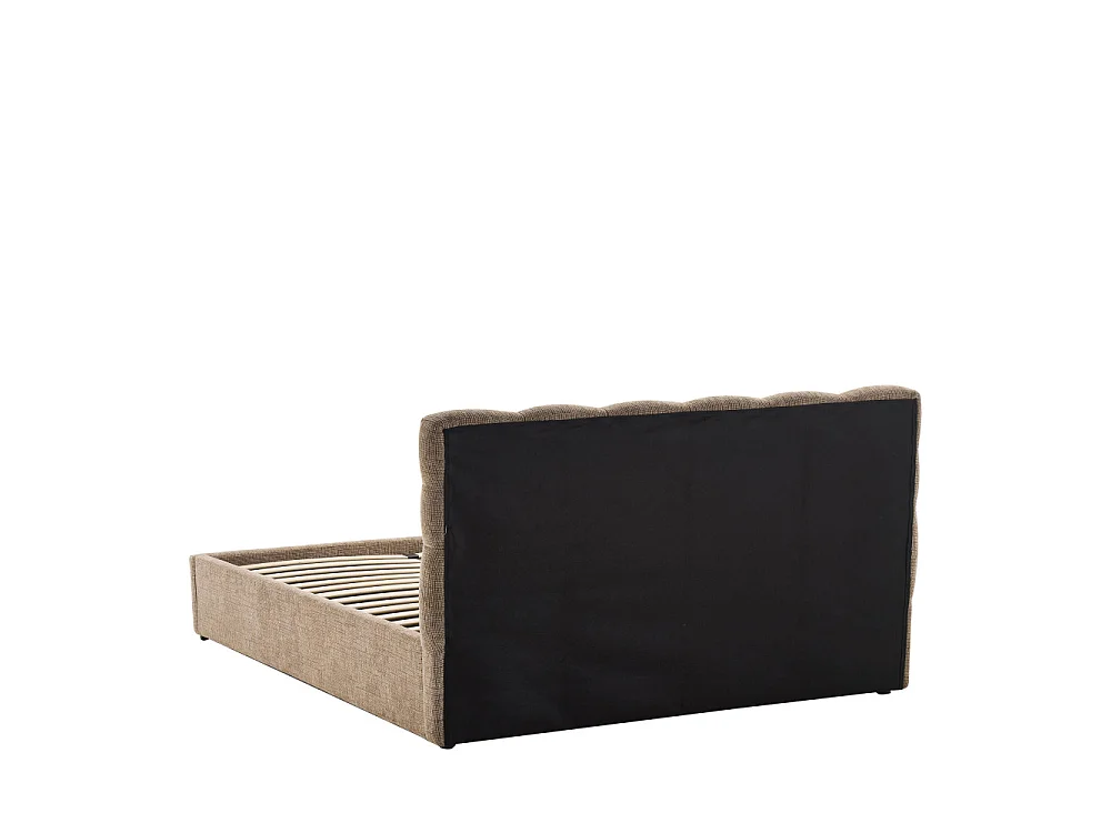 Acara - Lit coffre matelassé en tissu 160x200cm - Beige chiné