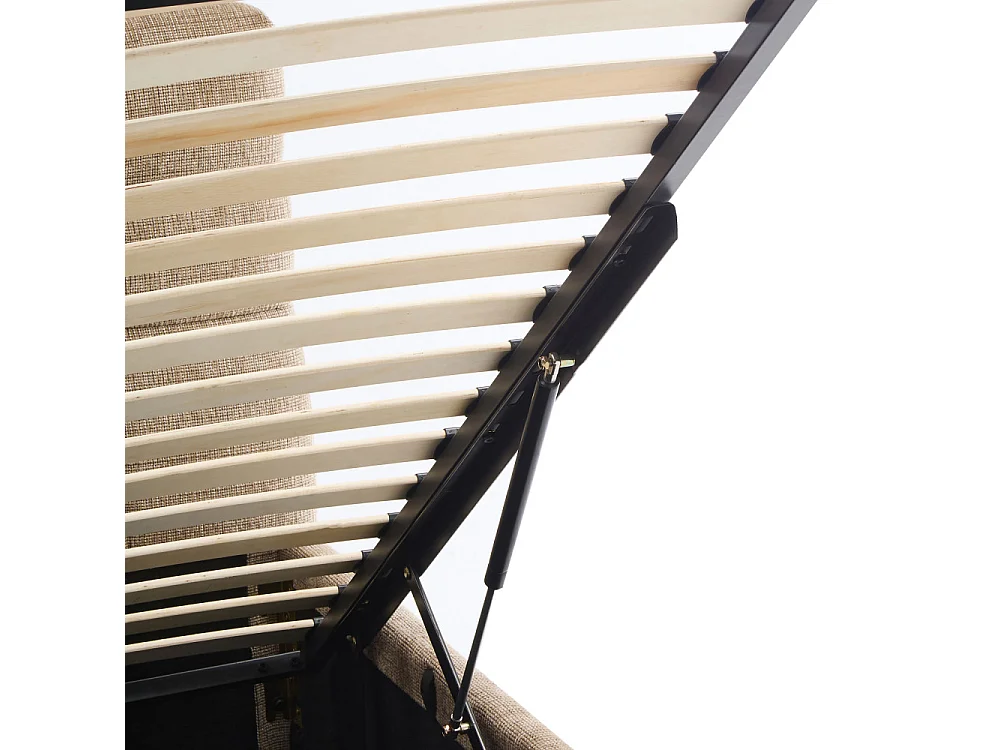 Acara - Lit coffre matelassé en tissu 160x200cm - Beige chiné