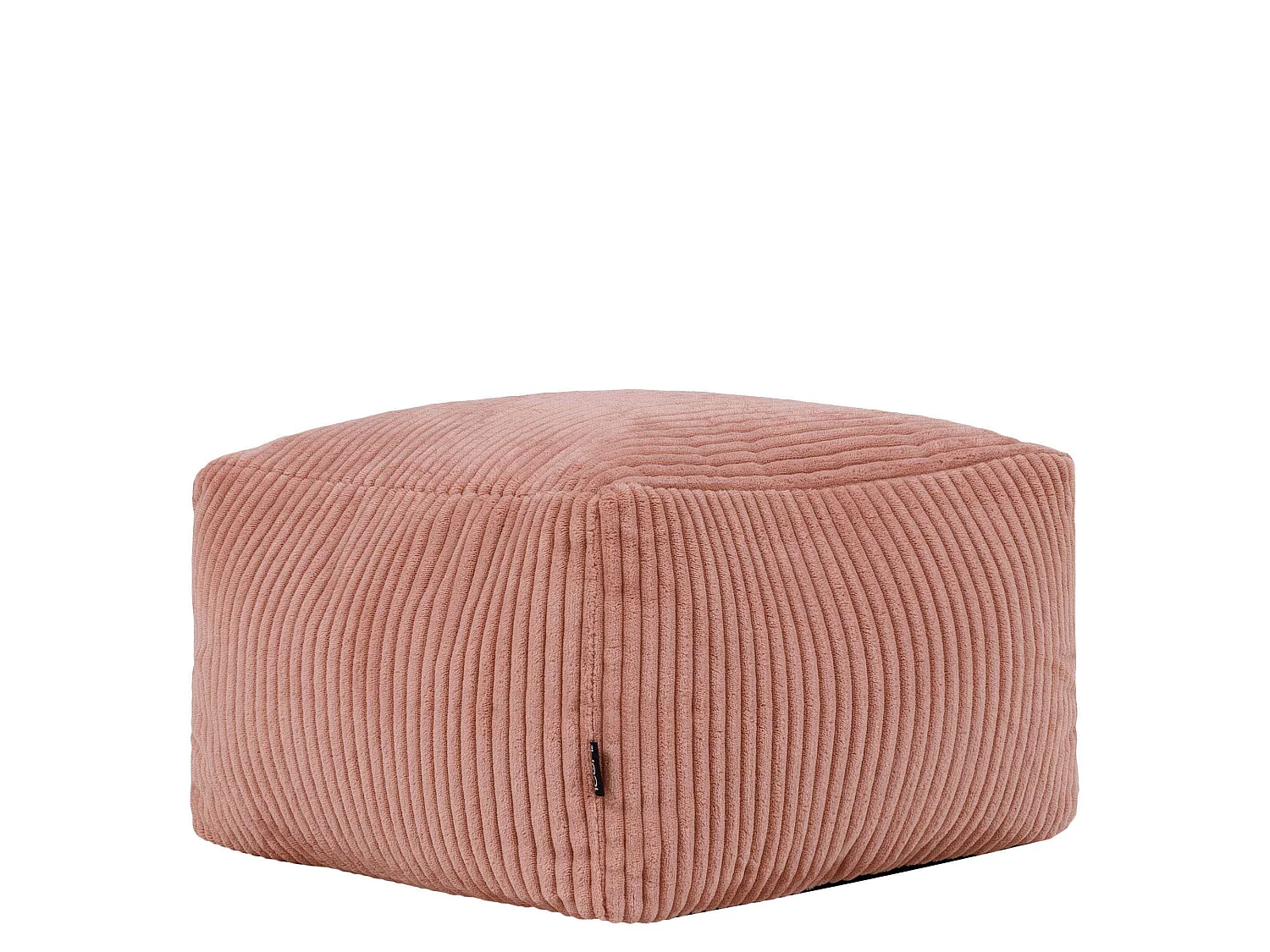 Pouf fauteuil et son repose-pieds carré velours côtelé rose aube, salon ou chambre - NATALIA