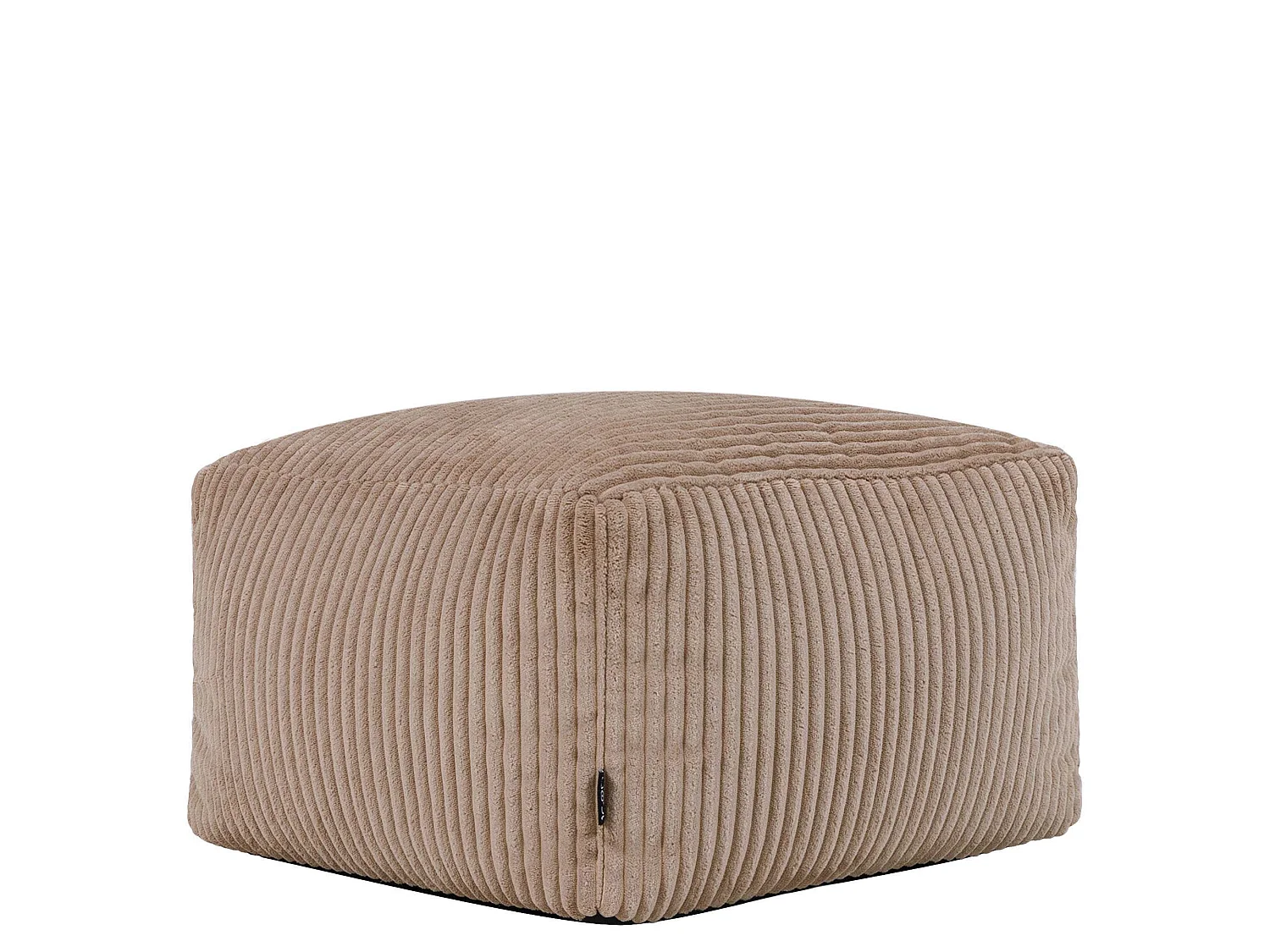 Pouf fauteuil et son repose-pieds carré velours côtelé brun moka, salon ou chambre - NATALIA