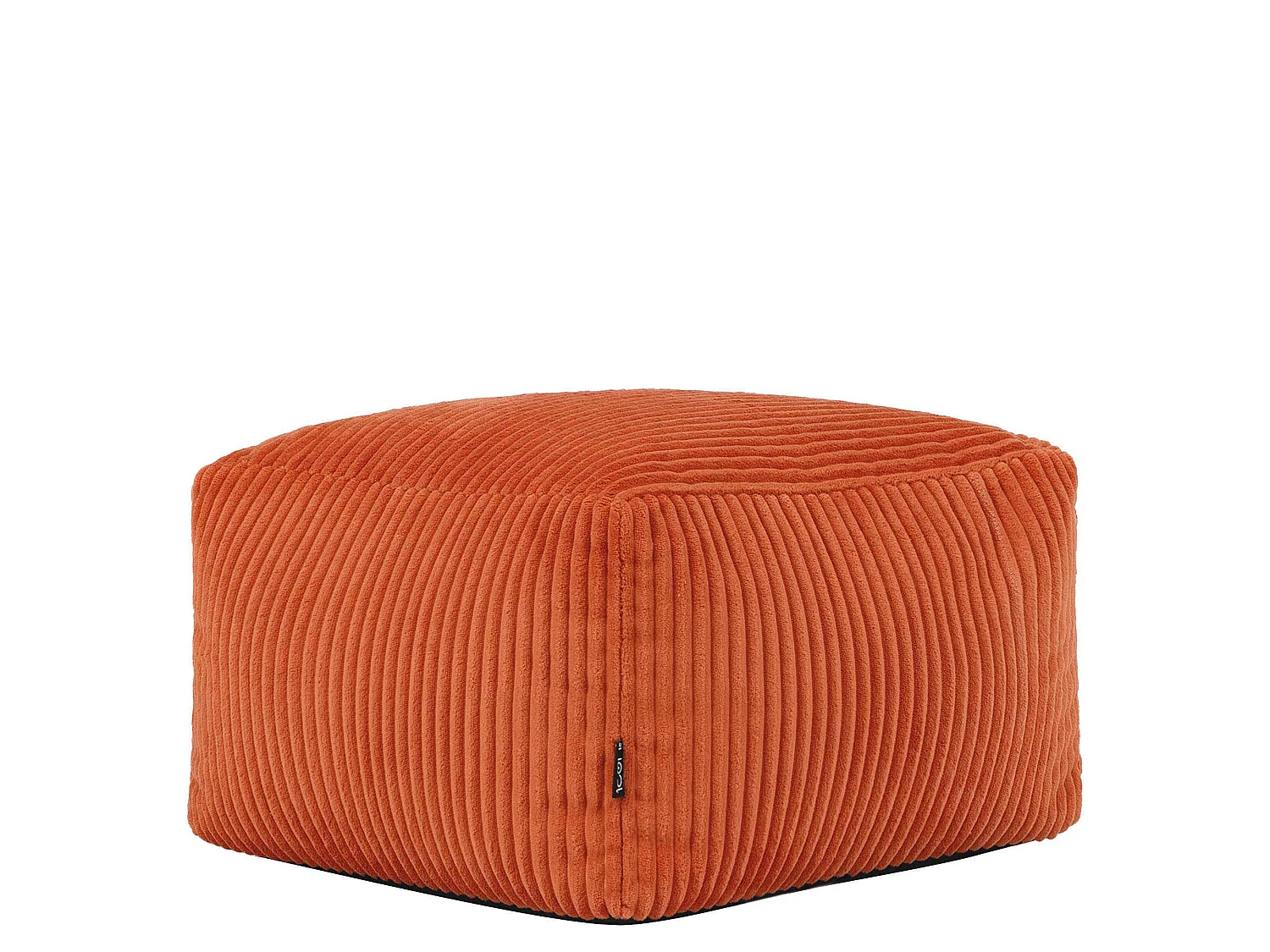 Pouf fauteuil et son repose-pieds carré velours côtelé orange, salon ou chambre - NATALIA