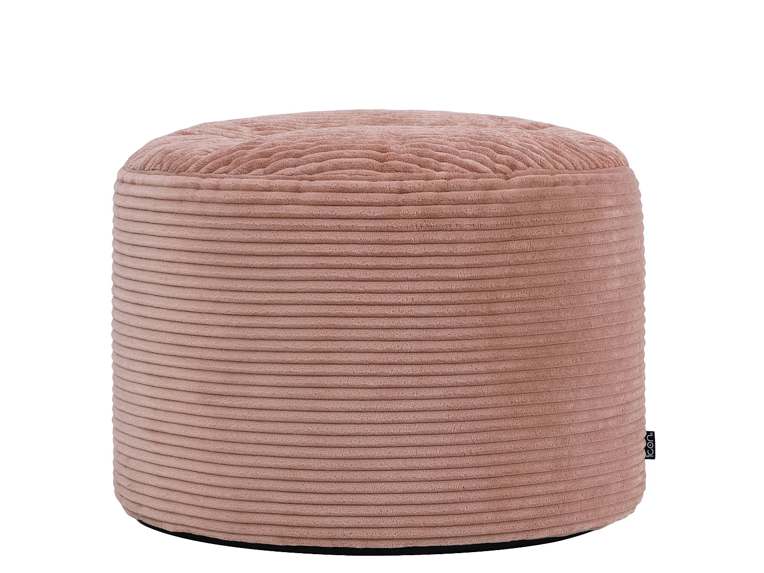 Pouf fauteuil avec repose-pied rond velours côtelé rose, salon ou chambre - NATALIA
