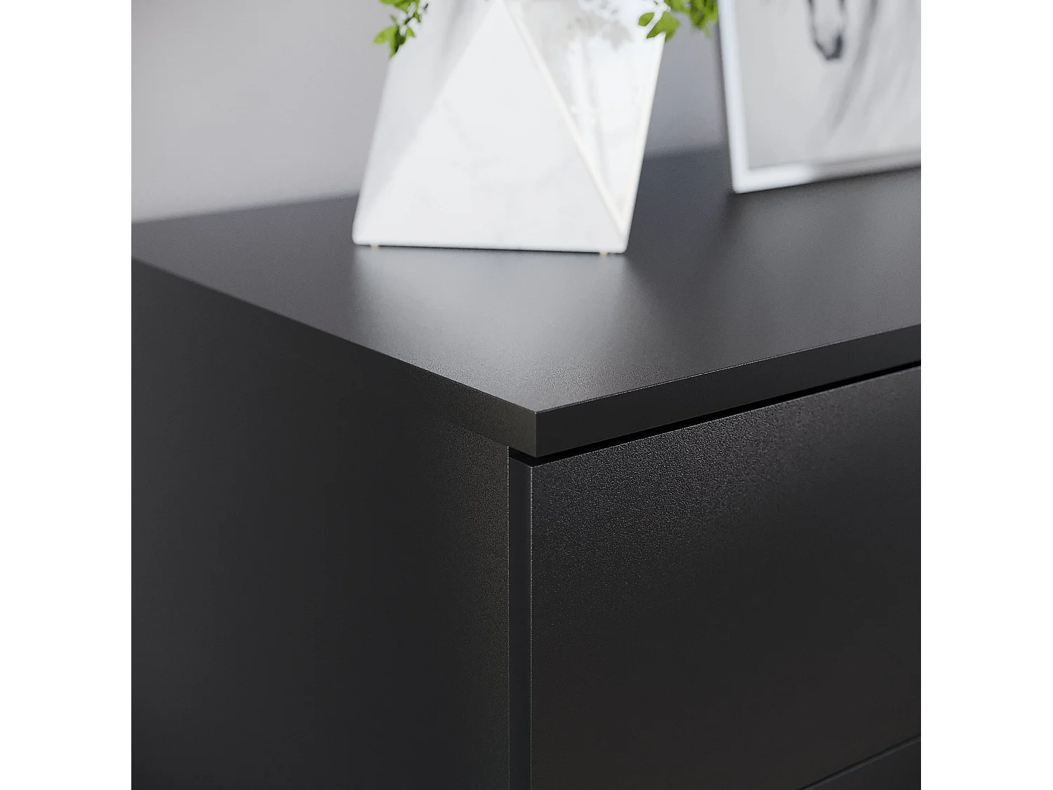 Riano 5 Drawer Chest of Drawers Modern Style Clothes Storage, Black - Vida Designs