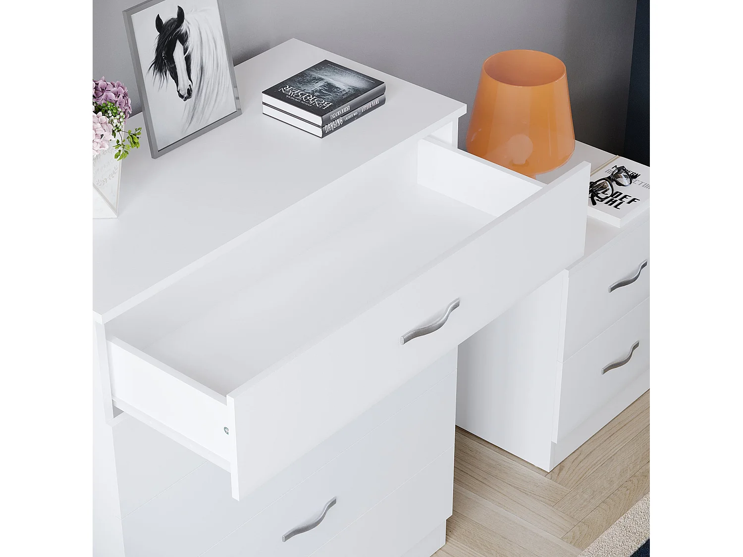 Riano 5 Drawer Chest of Drawers Modern Style Clothes Storage, White - Vida Designs