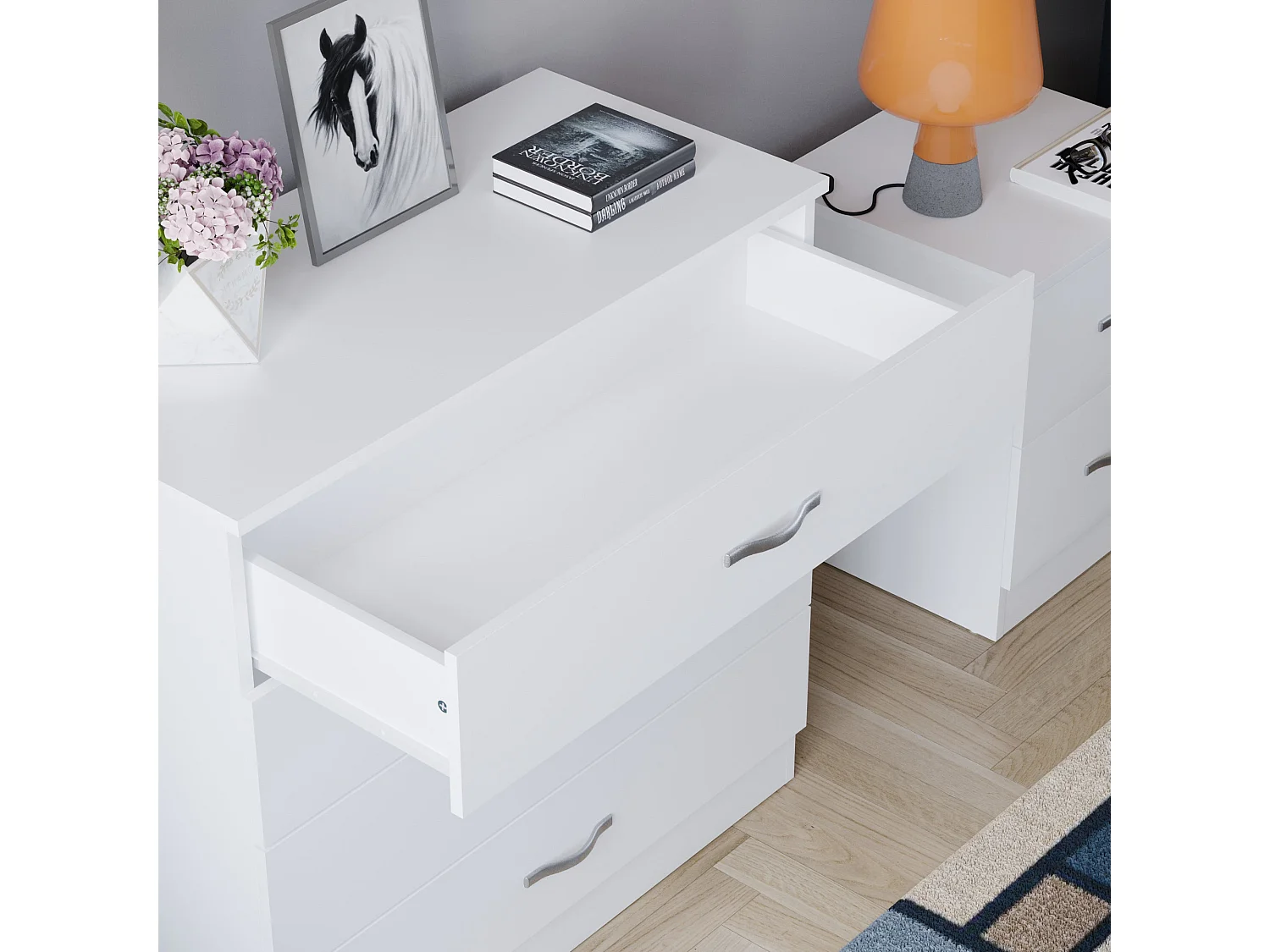 Riano 4 Drawer Chest of Drawers Modern Style Clothes Storage, White - Vida Designs