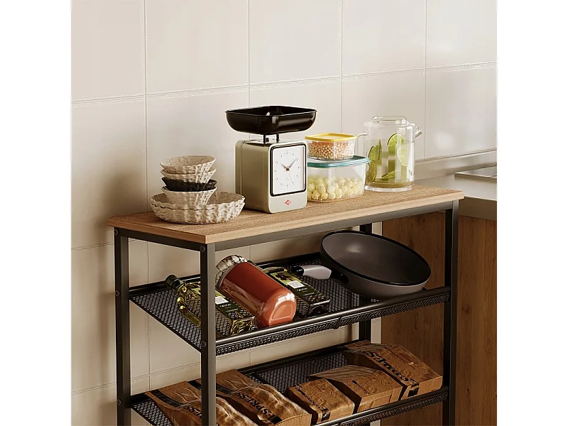 Étagère à chaussures, brun clair, style industriel, bois rétro, étagères de style loft, 75 cm