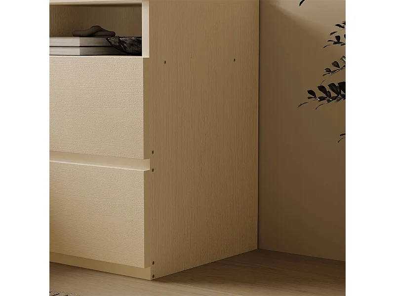 Table de chevet, table d'appoint pour chambre ou salon, 2 tiroirs, style loft, moderne, blanche