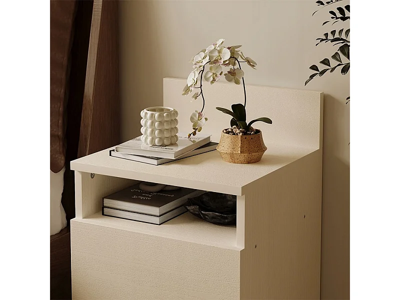 Table de chevet, table d'appoint pour chambre ou salon, 2 tiroirs, style loft, moderne, blanche