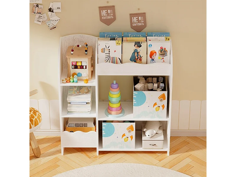 Estante para livros e jornais, armário para brinquedos, estante de pé estilo loft, 100 cm