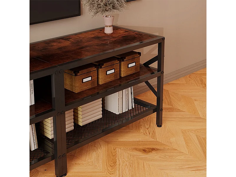 TV-meubel voor de televisie, vintage standaard voor de woonkamer, rustiek bruin, 140 cm