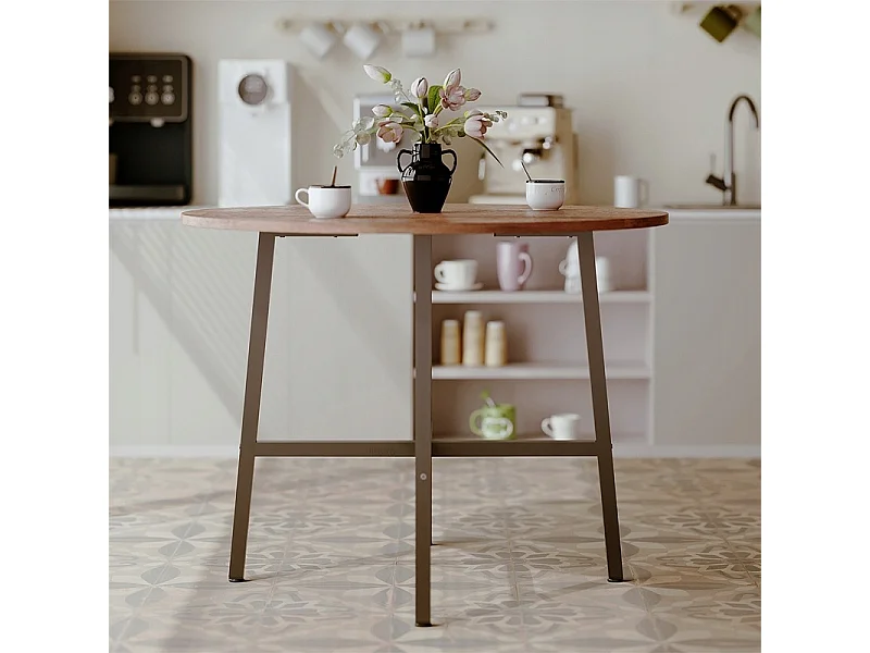 Stolik kawowy ława industrialny okrągły do salonu retro brąz loft 80 cm