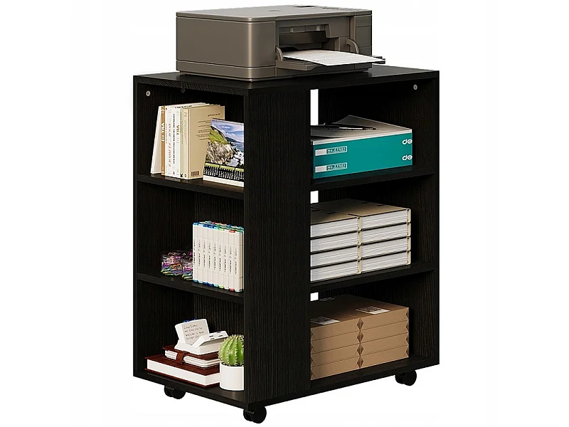 Mesa multifuncional para impressora, estante com rodízios, prateleira, armário preto
