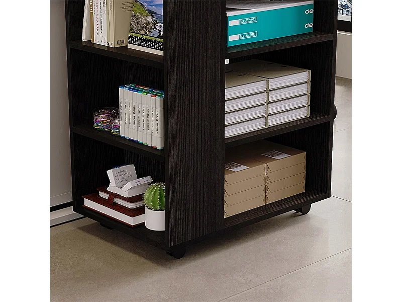 Mesa multifuncional para impressora, estante com rodízios, prateleira, armário preto