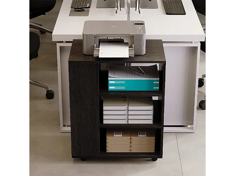 Mesa multifuncional para impressora, estante com rodízios, prateleira, armário preto