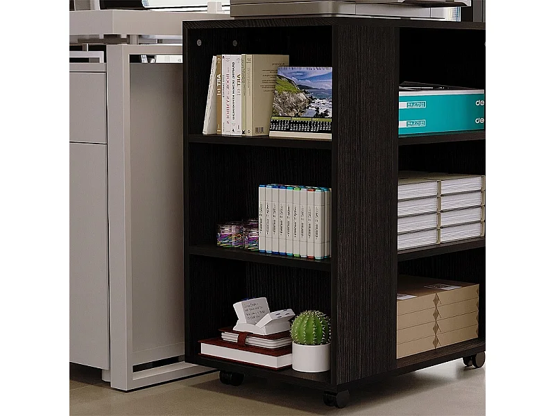 Mesa multifuncional para impressora, estante com rodízios, prateleira, armário preto