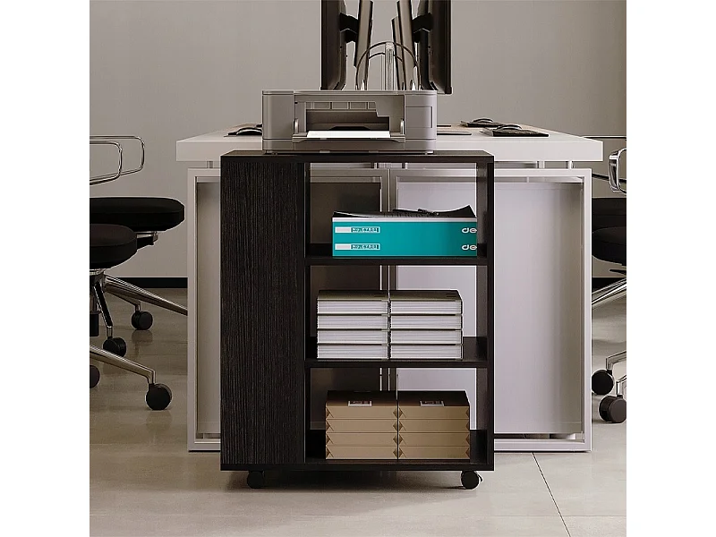 Mesa multifuncional para impressora, estante com rodízios, prateleira, armário preto