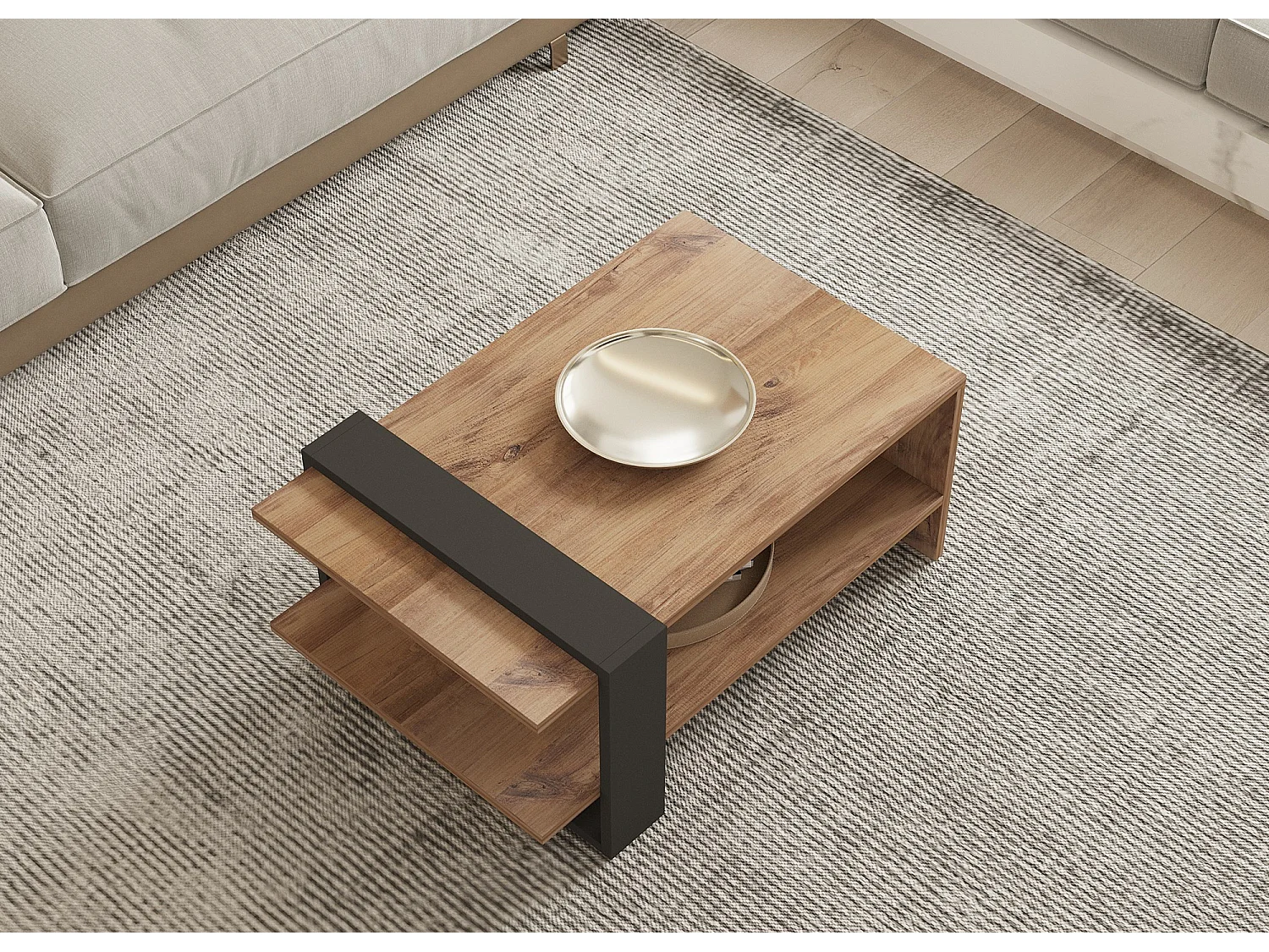 "Ova" Modernt Trä Kaffebord 80 x 55 x 35 cm Brun 2-Nivå Design