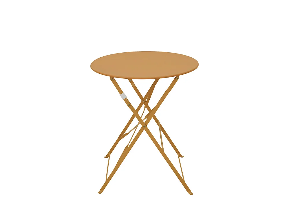 Marseille - Ensemble table de jardin pliante ronde bistrot et 2 chaises en métal - Ocre