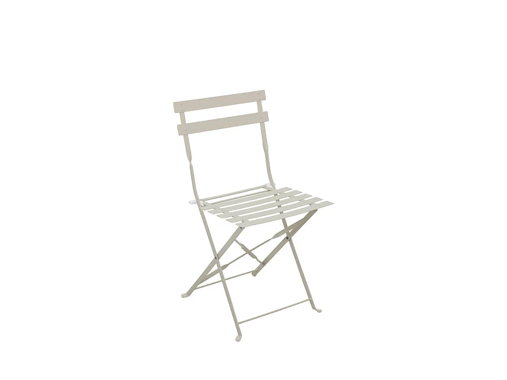 Marseille - Ensemble table de jardin pliante ronde bistrot et 2 chaises en métal - Beige