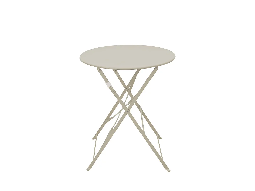 Marseille - Ensemble table de jardin pliante ronde bistrot et 2 chaises en métal - Beige