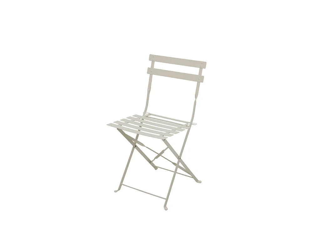 Marseille - Ensemble table de jardin pliante ronde bistrot et 2 chaises en métal - Beige