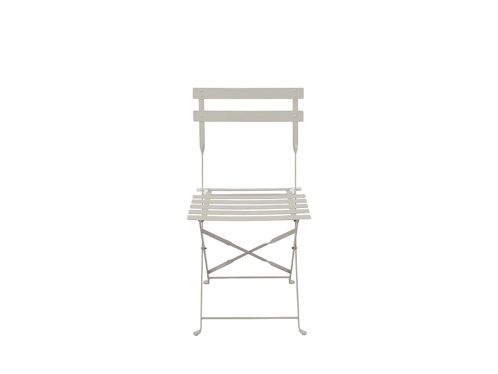 Marseille - Ensemble table de jardin pliante ronde bistrot et 2 chaises en métal - Beige