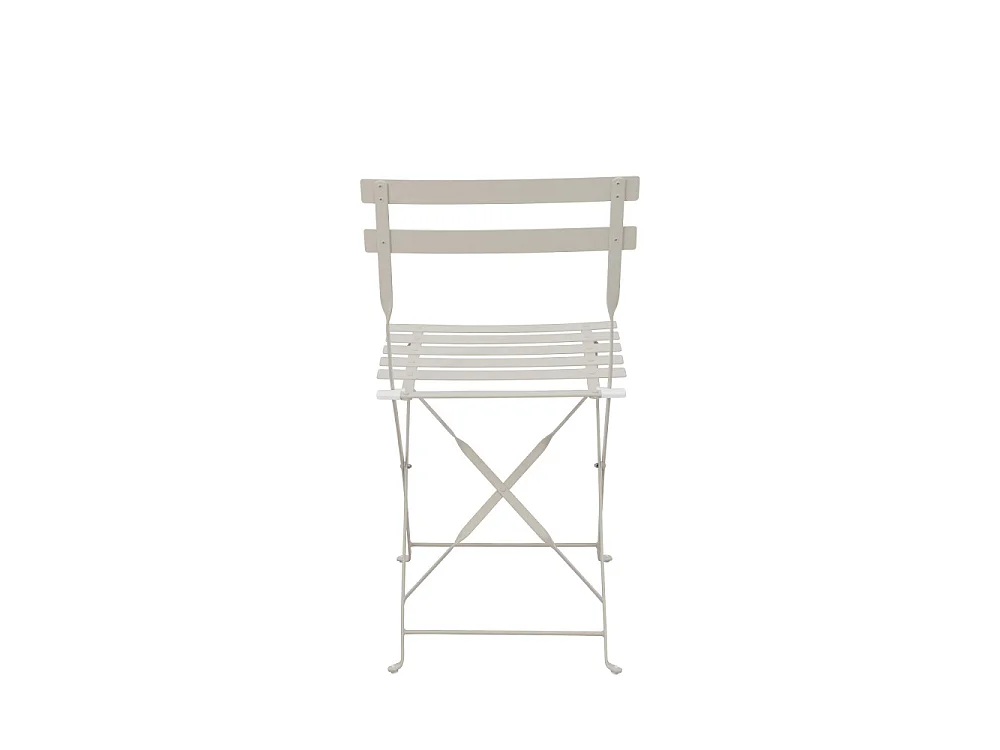 Marseille - Ensemble table de jardin pliante ronde bistrot et 2 chaises en métal - Beige